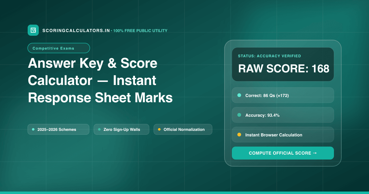 Answer Key & Score Calculator — Instant Response Sheet Marks Evaluation — Official Scoring Calculator 2025–2026