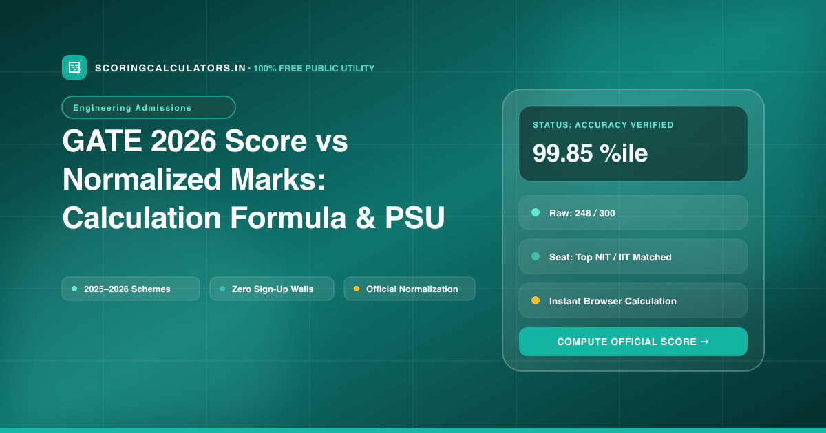 GATE 2026 Score vs Normalized Marks: Calculation Formula & PSU Recruitment Cutoffs — Complete Analysis & Editorial Guide