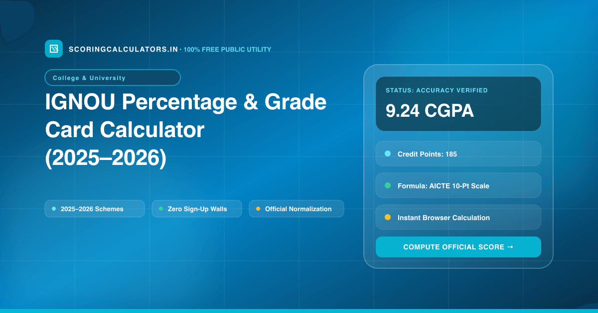 IGNOU Percentage & Grade Card Calculator (2025–2026) — Official Scoring Calculator 2025–2026