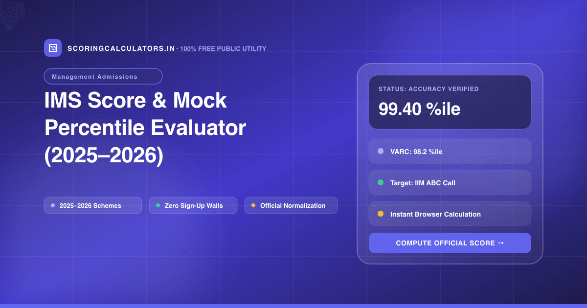 IMS Score & Mock Percentile Evaluator (2025–2026) — Official Scoring Calculator 2025–2026