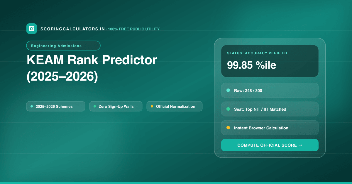 KEAM Rank Predictor (2025–2026) — Official Scoring Calculator 2025–2026