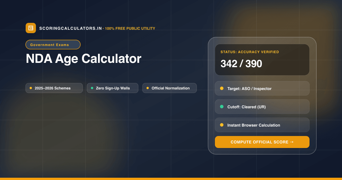 NDA Age Calculator — Official Scoring Calculator 2025–2026